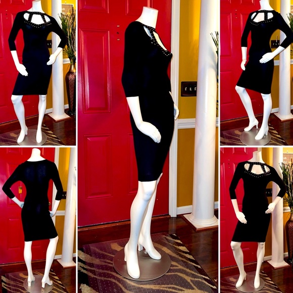 Cutout Bodycon Sweater Dress - Picture 1 of 7